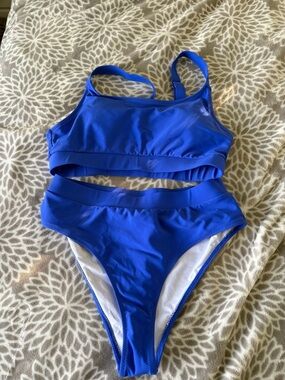 SHEIN Royal Blue Two-Piece High-Waist Bikini